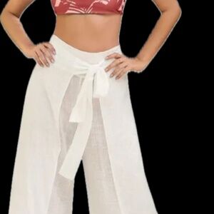 Leonisa White Wrap-Style Pants with Elastic Waist